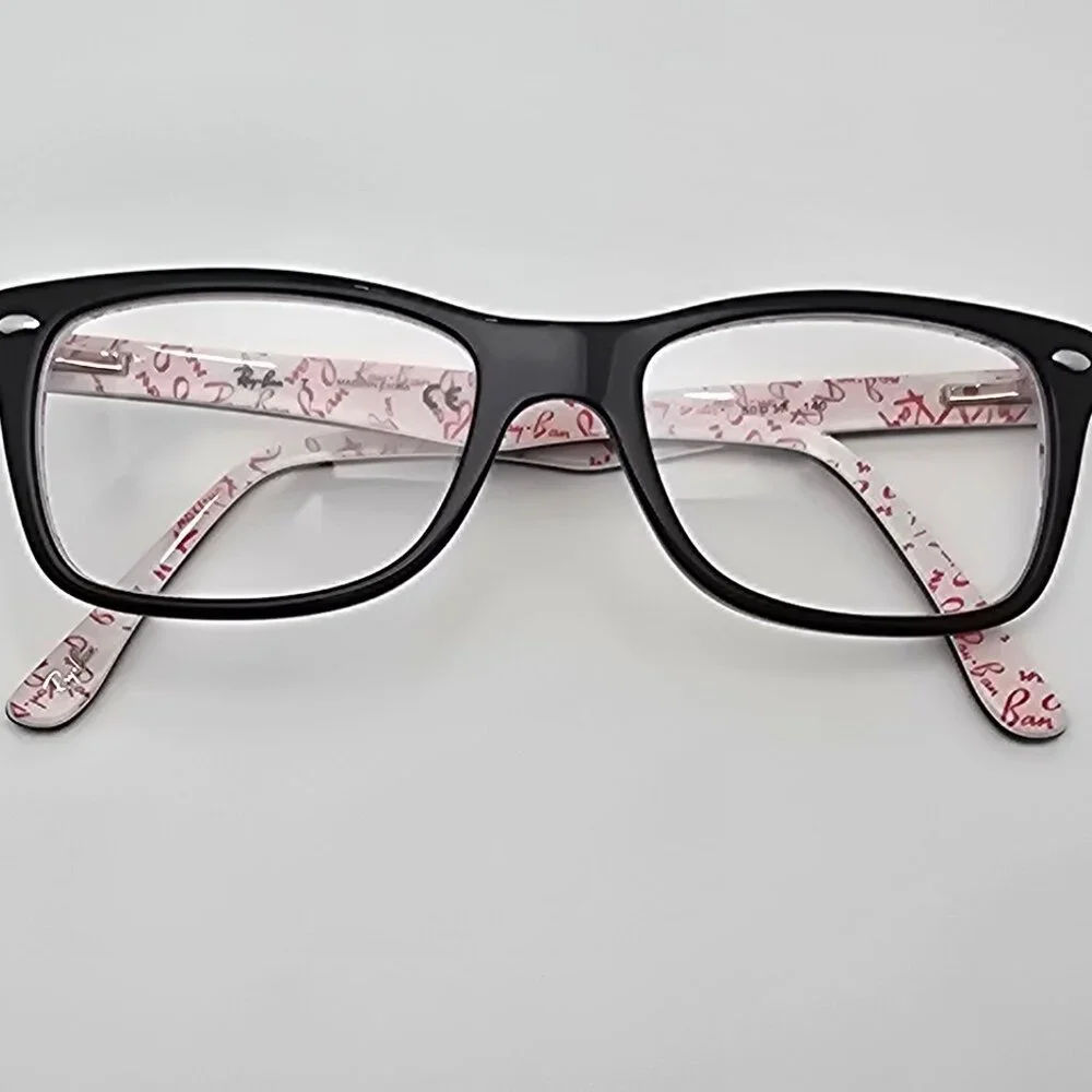 Ray-Ban RB5228 5014 Black on White Kids Eyeglasses Frame w/ Flexhinge and Case